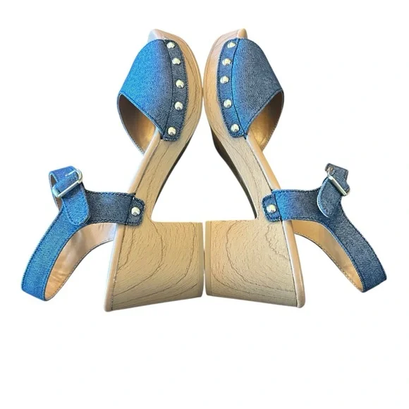 Style & Co Anddreas Navy Canvas Platform Block-Heel Sandals Size 6.5 - Picture 8 of 10